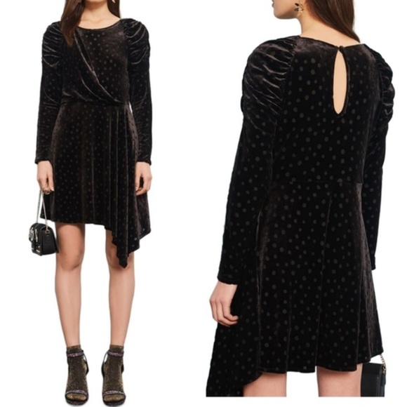Topshop Dresses & Skirts - NWT Topshop Velvet Burnout Puff Sleeve Midi Dress